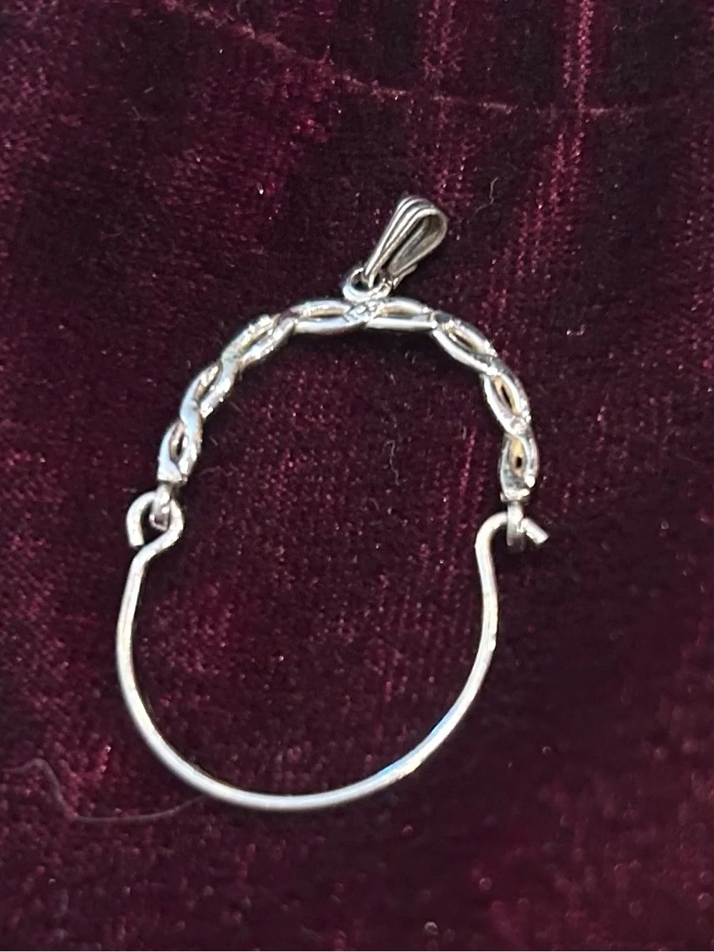 Sterling Silver Braided Hoop Charm Holder Pendant